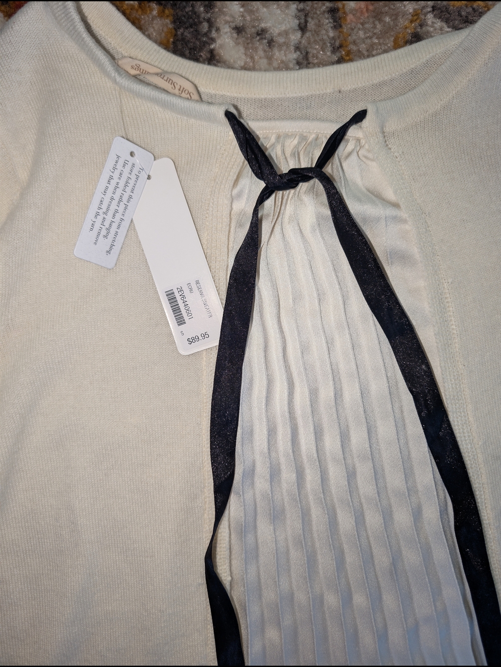 Soft Surroundings Cream Pullover Sweaterbow Detail NWT Quiet Luxury - Picture 4 of 5